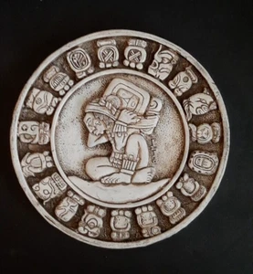 Maya Azteken Sternzeichen Kalender Haab Wandkunst 9" x 0,5" Vintage Gips Stein Replik - Bild 1 von 11