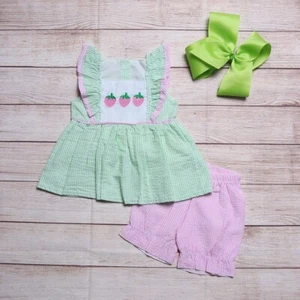 NEW Boutique Strawberry Tunic Girls Shorts Outfit Set - Picture 1 of 7