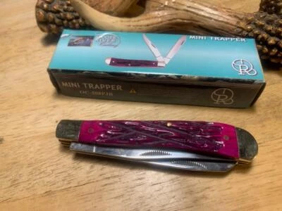 Frost Ocoee River Purple Jigged Bone Trapper 3 3/4" Pocket Knife FOC508PJB - Image 1 of 4