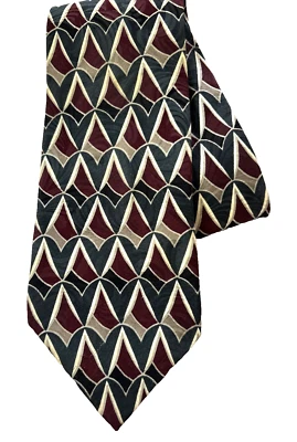 Corbata Croft & Barrow 100 % seda para hombre dorada borgoña sobre verde oscuro 58x3 6/8" Foto 1 de 4