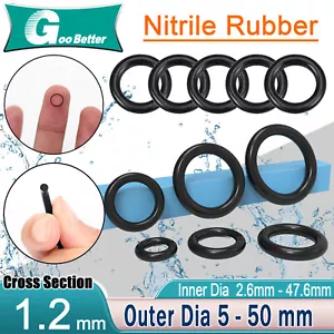 Junta tórica cable espesor 1,2 mm x OD 5 mm - 50 mm anillo de goma de sellado negro NBR 70 - Imagen 1 de 55