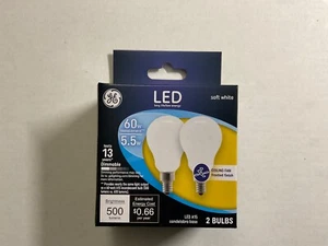 GE 24949 LED Bulb A15 E12 (Candelabra) Soft White 60 W Frosted X6- 2PKs - Picture 1 of 4