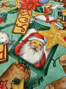 DAISY KINGDOM CHRISTMAS MEMORIES FABRIC 3/4 YD 42"W Santa PLUM PUDDING Toys - Picture 1 of 8