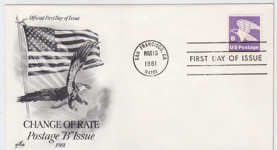 TurtlesTradingPost- American Eagle B Rate- 1981 FDC #1818- Artcraft - Image 1 of 1