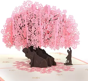 Anniversary Love Card 3D Cherry Blossom Pop Up Wedding Valentines Greeting - Picture 1 of 12