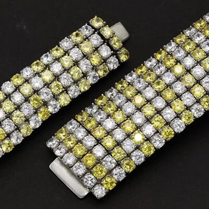 4 Row or 6 Row Bling Tennis Bracelet Chain Stainless Steel ANTI TARNISH for Men - Picture 1 of 8
