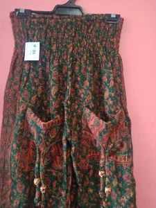 Ladies Soft Cosy Pants Elastic Waist Fit 8 10 12 14 Gypsy Hippy Boho - Picture 1 of 5