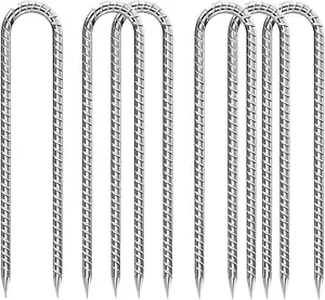 12" U Hook Rebar Stakes 6pk Ground Anchor Landscape Staples Heavy Duty Tent Pins - Picture 1 of 6