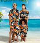 A family of four vacation travel parent-child shirt set mother-daughter dress