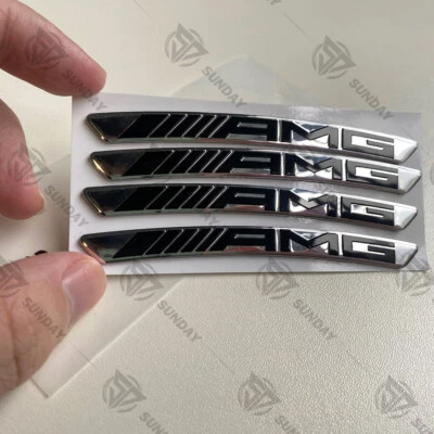 4Pcs For AMG Car Wheel Rim Wheels hub Decoration Sticker Compatible C63 C43 C300 - Image 1 of 4