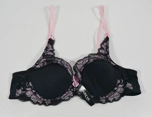 NWT Adore Me Black Sweet Lilac Underwire Push Up Balconette Bra Sz 34B - Picture 1 of 4