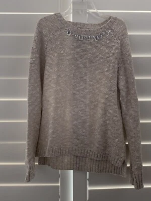 Max Studio Beige Girls Jeweled 💎💎💎Sweater, Sz Small (7-8) - Image 1 of 3