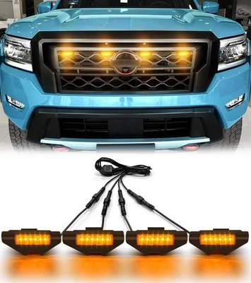 Nissan Frontier 2022 2024 Grill Lights Raptor Style Amber LED for S SV 4X Trim - Image 1 of 4