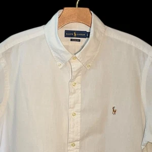 Ralph Lauren Hemd Herren Large weiß klassische Passform Oxford Baumwolle Knopfleiste EUC! - Bild 1 von 8