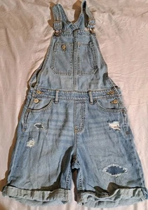 Gap Overall One Piece Girls XL Blue Denim Sleeveless Distressed Adjustable Strap - Picture 1 of 7