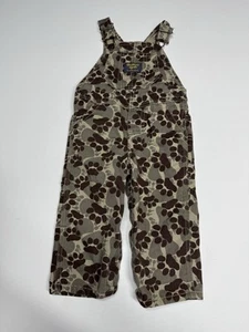 Oshkosh B'Gosh 12 months Vestbak Overalls Brown Dog Paw Print Camouflage Camo - Picture 1 of 10