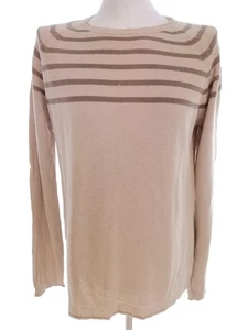 Springfield Herrenpullover Gr. L Beige Leinen Streifen Langer Ärmel - Bild 1 von 5