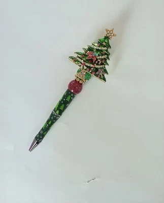 Bolígrafo con cuentas regalos personalizados ¡BLING! ¡Rellenos de cesta! ¡Colecciona! Árbol de Navidad uno izquierdo Foto 1 de 2
