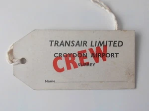 VINTAGE TRANSAIR LIMITED UK BAGGAGE TAG CREW CROYDON AIRPORT - Picture 1 of 1