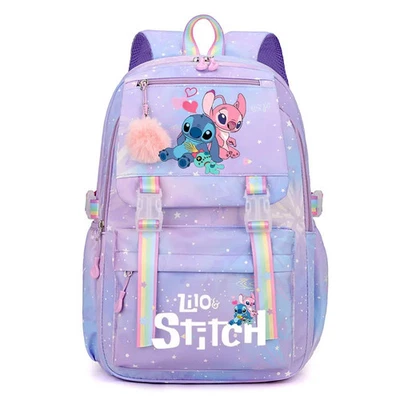 Kids Girls Disney Lilo Stitch School Backpack Kawaii Large Capacity Daypack UK - Image 1 of 4