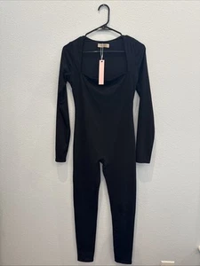 Mono Qinsen Para Mujer Negro Recortado Pierna Ajustada Body Fácil de Usar Talla L - Imagen 1 de 5