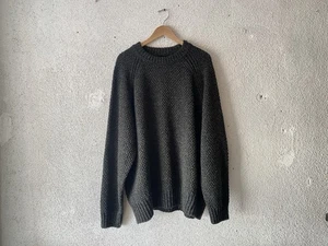 FILSON green/blk TEXTURED made in ITALY 3 GAUGE WOOL RAGLAN SWEATER XXL Melange - Picture 1 of 6