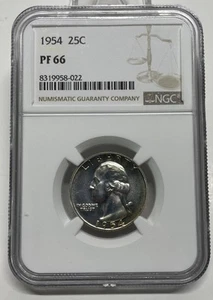 1954 Washington Quarter PF66 NGC 90% Silver - Picture 1 of 5