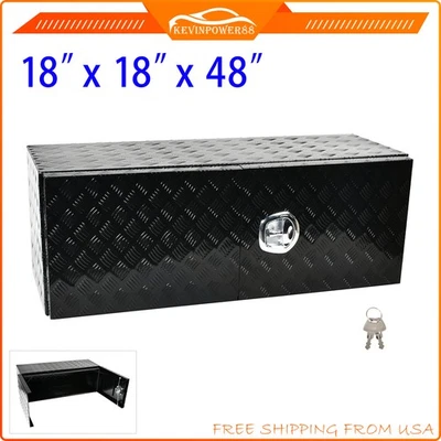 18"x18"x48" Black Aluminum Underbody Truck Tool Box with Barn Door For Storage - Image 1 of 4