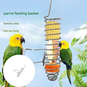 Rustproof Parrots Fruit Basket With Standing Perch For Natural Foraging Behavior - Picture 1 of 8