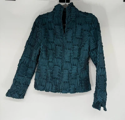 Chaqueta Blazer SAMUEL DONG Soutache Cremallera Completa Mujer M Verde azulado Texturizado Arte para Usar Foto 1 de 4