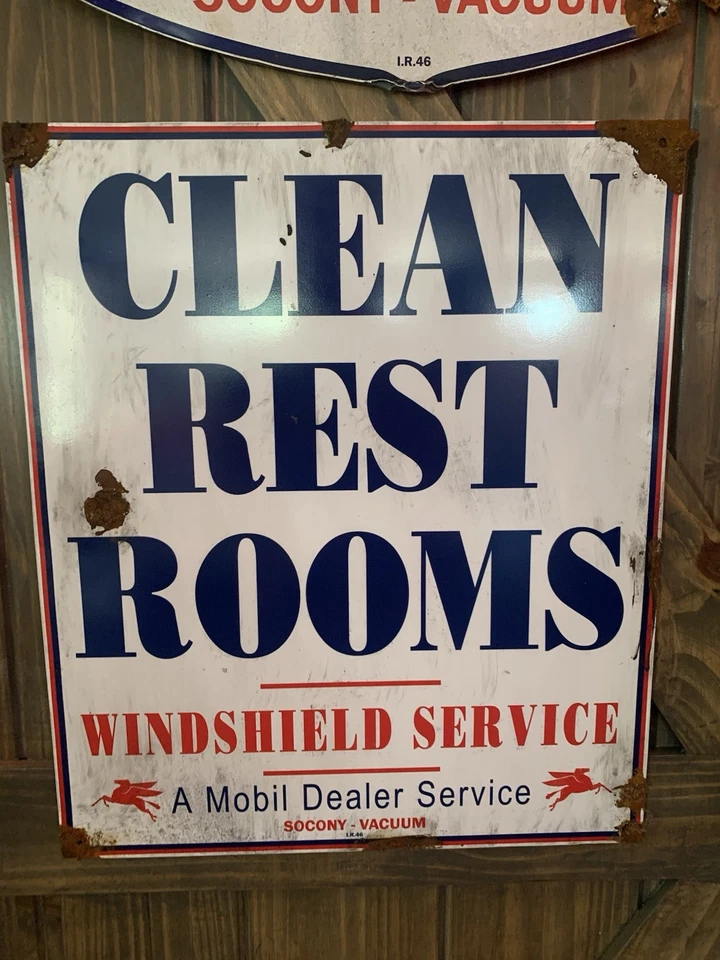 Вывеска дилера по продажам туалета Mobil Pegasus антикварный сарай находка вид - Изображение 1 из 1