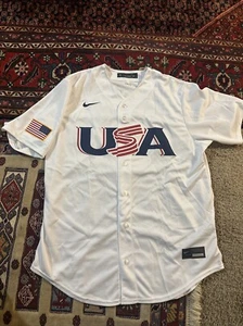 Nike Men’s Large World Baseball Classic Team USA Home White Jersey NWT Singer #8 - Picture 1 of 6