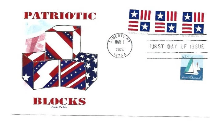 5756 Patriotic Blocks Panda Cachets, FDC - Image 1 of 1