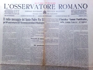 L'Osservatore Romano del 13 Novembre 1939 WW2 Churchill Rovella Vita Università - Foto 1 di 3