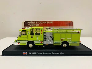AMER 1997 Pierce Quantum Pumper USA Green 1/64 Scale Model Truck New in Box - Picture 1 of 7