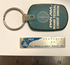 Vintage Pan Am Aluminum "Property of" tag Blue/Green Rubber/Plastic Keychain- FF