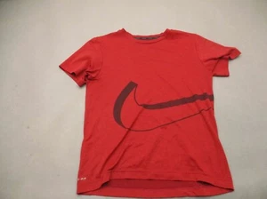 NIKE DRI-FIT Size L Girls Red Crew Neck Short Sleeve Stretch Athletic Top 446 - Picture 1 of 5