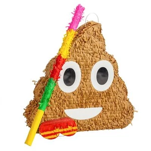 Brown Poop Pinata with Stick & Blindfold Kids Birthday Party Wedding Toy Game - Picture 1 of 5