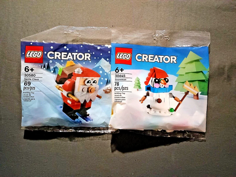 (Лот из 2) Lego Creator / Рождественский Санта-Клаус / снеговик / большой чулок наполнители - Изображение 1 из 1
