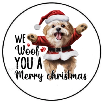 PARTY FAVORS EXPRESS WE WOOF YOU A MERRY CHRISTMAS DOG ENVELOPE SEALS LABELS STICKERS PARTY FAVORS