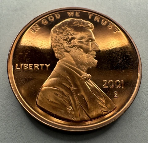 2001-S Lincoln Memorial Penny 1cent PROOF Coin from Mint Proof Set. Looks Great! Cover