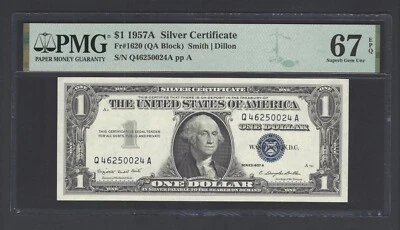 United States-Silver Certificate 1 Dollar 1957A Fr#1620 (QA Block) UNC Grade 67 - Image 1 of 2