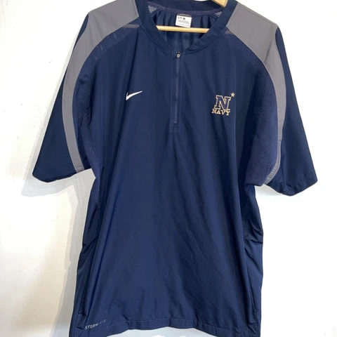 Nike StormFit Naval Academy Baseball Player Issue 1/4 zip BP jersey Large Navy Cover