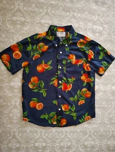Camisa Old Navy Grande 10-12 Azul Marino Naranjas Tropicales Fruta Botón Florida - Imagen 1 de 3