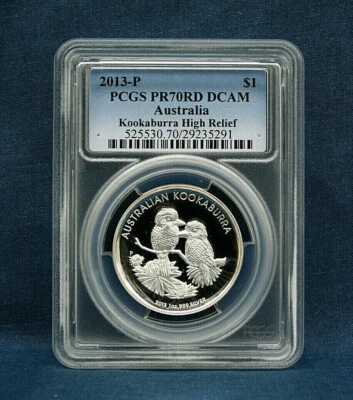 2013-P $1 PROOF AUSTRALIA KOOKABURRA HIGH RELIEF PCGS PR70 DCAM  - Image 1 of 2