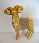 Miniature Ram Goat Animal Faceted Glass Body Gold Color Metal Head Legs