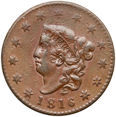1816 N-7 R-3 Matron or Coronet Head Large Cent Coin 1c Cover