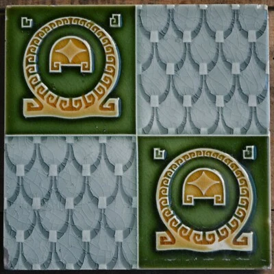 ANTIQUE HELMAN BELGIUM - MAJOLICA TILE  c1900 - Image 1 of 4