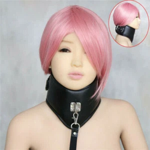 Couples PU Leather Neck Collar Cuffs With Chain Posture Harness Restraints BDSM - Picture 1 of 53