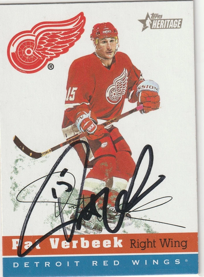 Pat Verbeek signed 2001-02 Topps Heritage card Red Wings Devils Whalers Rangers - Image 1 of 1